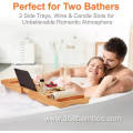Bamboo Bath Caddy Tray Wooden Bathtub Adjustable Holder